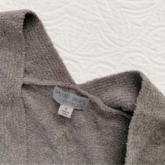 Barefoot Dreams CozyChic Lite Ribbed Edge Cardi, Mineral - Picture 5 of 6